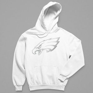 NEW Philadelphia Eagles Silver Big Logo Fleece Pullover Hoodie WINter